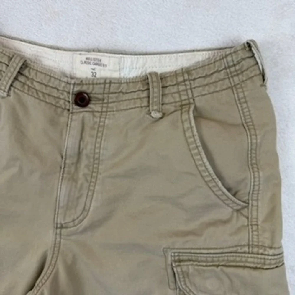 Hollister Classic Cargo Fit Shorts Mens 32 Khaki Tan Cotton Multi Pocket Y2K